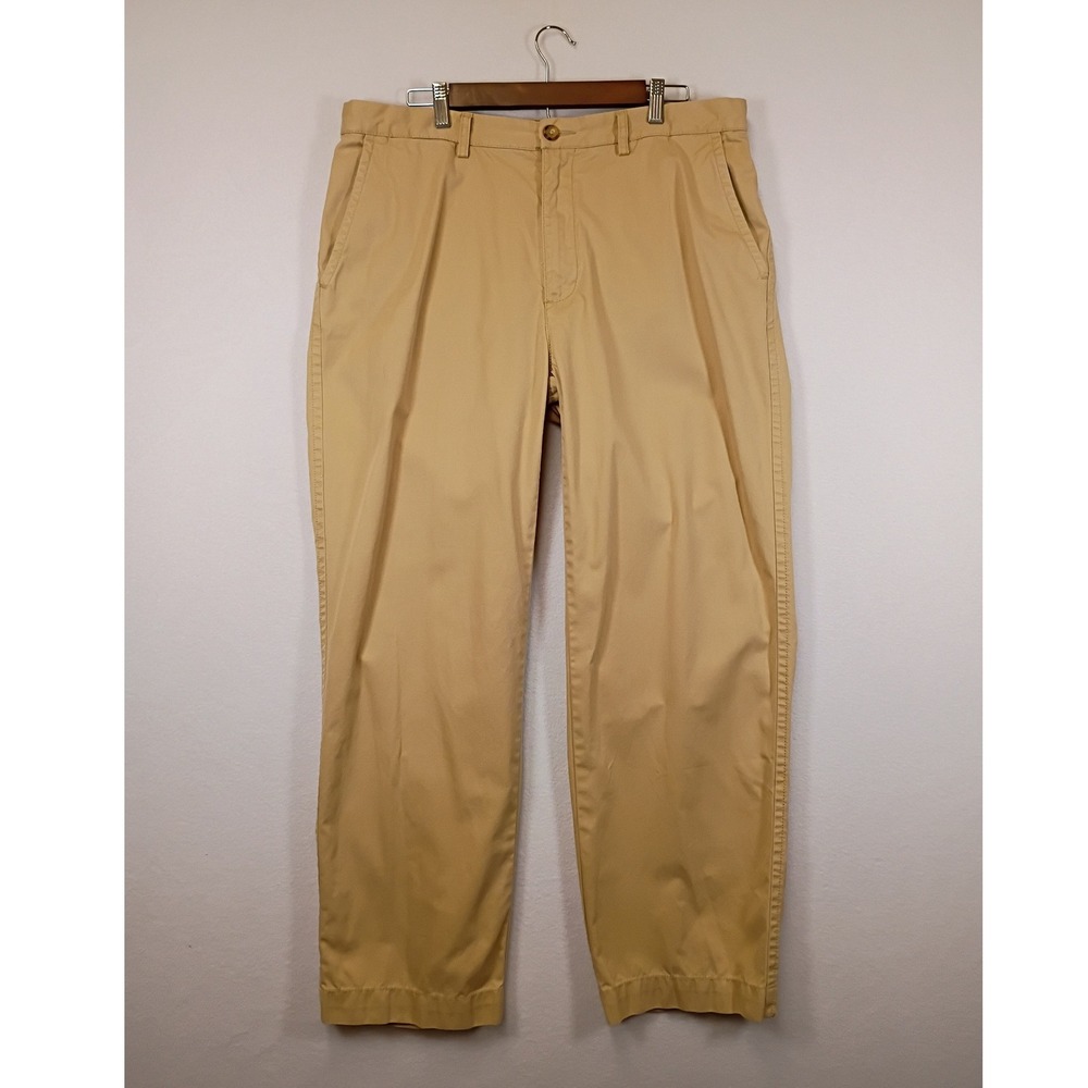 Preppy Tommy Hilfiger Mens 36x30 Tan Cotton Straight Leg Chino Khaki Pants